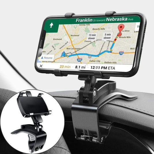 Universal Car Phone Holder Phone Mount, 360° Rotation Dashboard Phone Holder, Upgraded Clip Never Fall, for Iphone, Samsung, Google, Suitable 4-7 Inch, Multifunctional One Hand Operation